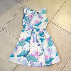 Girls size 7 Tea dress teal and purple flowers with blue birds